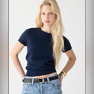 J. Crew- Size M- Relaxed Cashmere T-Shirt- Navy